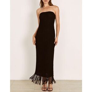 MON RENN ADORN KNIT STRAPLESS COLUMN MIDI DRESS - BLACK VACATION size S NWT$259